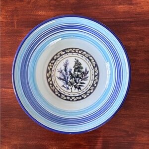 Tre Ci Pasta Serving Bowl Set of 3 Blue Striped Ceramic 8” Vintage